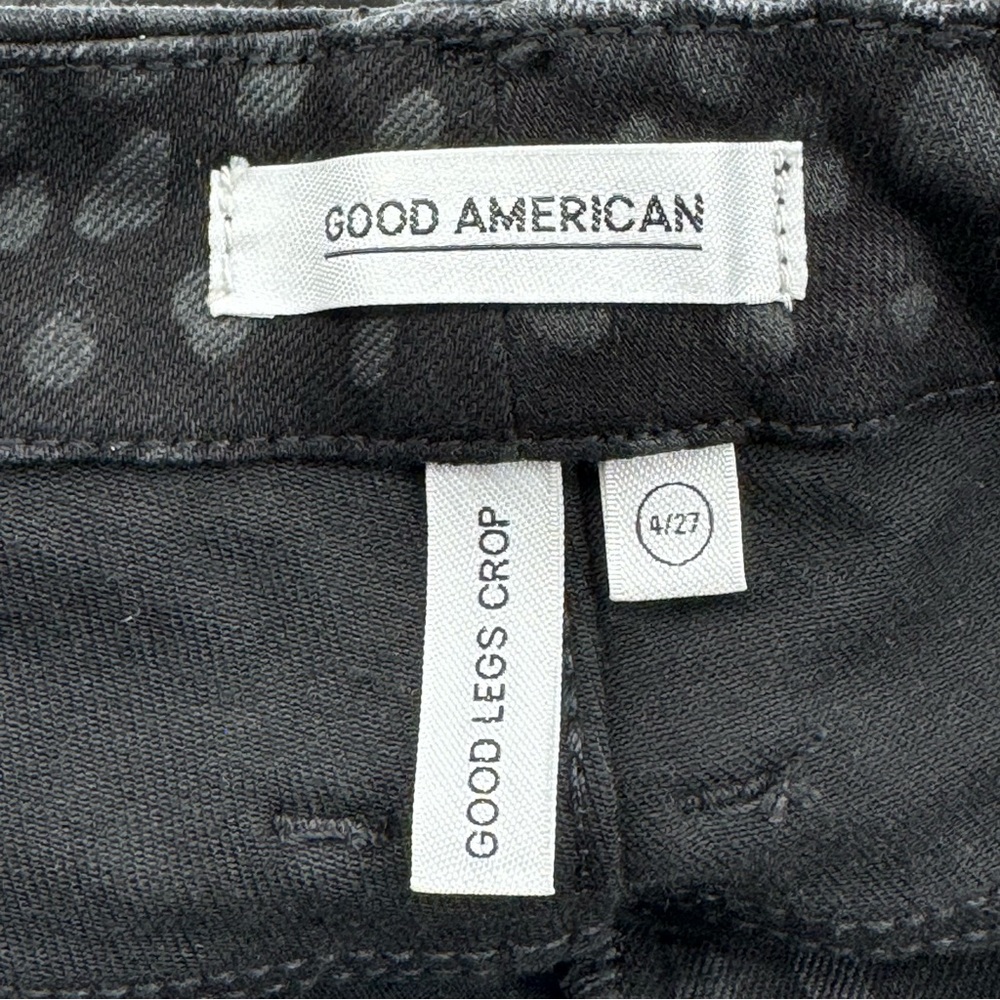 GOOD AMERICAN Good Leg Crop Leopard High Rise Jeans - Picture 8 of 9